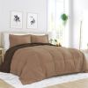 3-Piece Microfiber Reversible Comforter Set in Taupe Brown