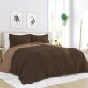 3-Piece Microfiber Reversible Comforter Set in Taupe Brown
