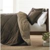 3-Piece Microfiber Reversible Comforter Set in Taupe Brown