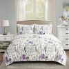 Lightweight Purple Grey White Floral Quilt Set