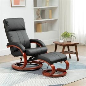 Adjustable Faux Leather Electric Remote Massage Recliner Chair w/ Ottoman (Color: Black)