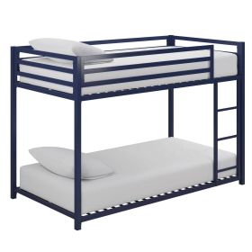 Twin over Twin size Modern Low Height Metal Bunk Bed (Color: Blue)