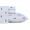 Coastal Beach 100-Percent Cotton Navy Blue White Stripe Sheet Set