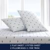 Coastal Beach 100-Percent Cotton Navy Blue White Stripe Sheet Set