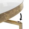 Gold Finish Metal Round End Table Nightstand with  Removable Tray Top
