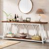 Industrial 70-inch Wood Top Console Sofa Table with Heavy Duty Metal Frame