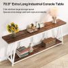 Industrial 70-inch Wood Top Console Sofa Table with Heavy Duty Metal Frame