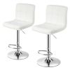 Set of 2 Modern Adjustable Height Barstools w/ Comfortable PU Leather Seat