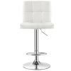 Set of 2 Modern Adjustable Height Barstools w/ Comfortable PU Leather Seat