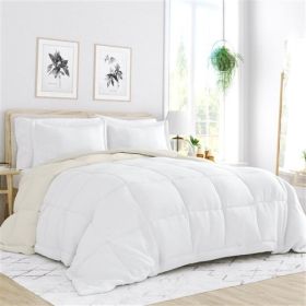 3-Piece Microfiber Reversible Comforter Set (Color: White/Cream, size: King/Cal King (3 Piece))