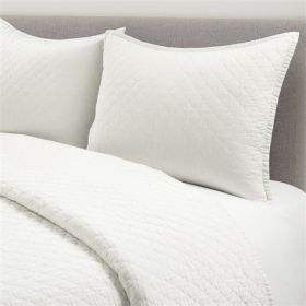 Lightweight Cotton Linen Textured Reversible 3-Piece Quilt Set (Color: White, size: King/Cal King)