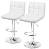 Set of 2- Faux Leather Barstool with Low Back Swivel Seat