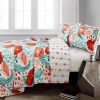 Boho Floral Red Poppy Lightweight 3 Piece Cotton Quilt Set