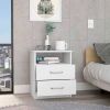 Modern 2-Drawer Nightstand with Open Shelf Wood Finish