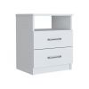 Modern 2-Drawer Nightstand with Open Shelf Wood Finish