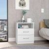Modern 2-Drawer Nightstand with Open Shelf Wood Finish