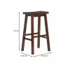 Set of 2 Farmhouse Bar Height Saddle Seat Barstools Wood Finish