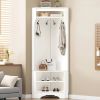 Corner Hall Tree Coat Rack Entryway Storage Cabinet Shoe Bench