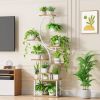 Indoor Plant Stand Metal Frame and Wood Finish Shelves