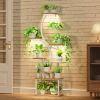 Indoor Plant Stand Metal Frame and Wood Finish Shelves