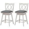 Set of 2 Wood 24-in Counter Height Farmhouse Swivel Cushion Seat Barstools