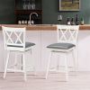 Set of 2 Wood 24-in Counter Height Farmhouse Swivel Cushion Seat Barstools