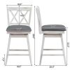 Set of 2 Wood 24-in Counter Height Farmhouse Swivel Cushion Seat Barstools