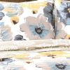 White Yellow Grey Flowers Lightweight Polyester Microfiber Quilt Set