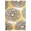 Grey Yellow Floral Woven Stain Resistant Polypropylene Area Rug