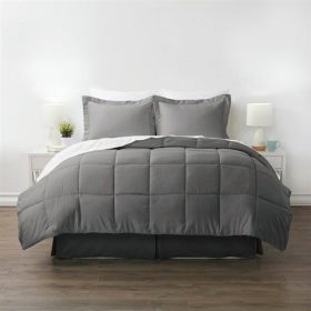 8-Piece Microfiber Reversible Bed-in-a-Bag Comforter Set in Grey (size: Ca King)
