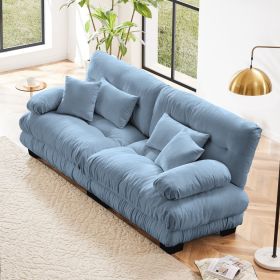 Cloud Couch 2 Seater Sofa for Living Room, Chenille 2 - Seat sofa with 2 Lumbar pillows and 2 throw pillows,Chenille (Color: Blue)