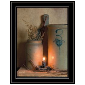 "No. 3 Bee Sting" on a crock by Susan Boyer, Ready to Hang Framed Print (Color: Black Frame)