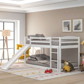 Twin over Twin Bunk Bed with Convertible Slide and Ladder (Color: White)