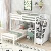 Twin Size Loft Bed with a Stand-alone Bed;  Storage Staircase;  Desk;  Shelves and Drawers