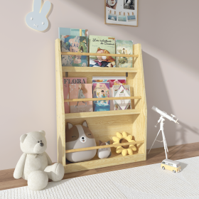 3 Tier Kids Book Shelf,Kids Book Rack, Helps Keep Bedrooms, Playrooms, and Classrooms Organized (Color: Natural, Material: MDF)