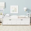 Twin Size Bed with Headboard,Footboard,Trundle and Three Storage Drawers,Twin Size Pine Wood Bed with Headboard,Footboard,Grey