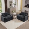 Luxurious and Sophisticated Deep Seated Sofa Set with Two Single Chairs in Corduroy Fabric, Suitable for Bedroom and Office