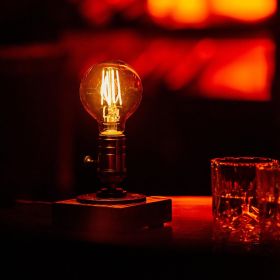 Edison steampunk Handmade Vintage Adjustable Pipe Lamp (Color: Red copper)