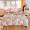 3 Piece Spring Pink Floral Duvet Cover Set for Women Adults Home Bedroom Pink Flowers Bedding Set With 2 Pillowcases
