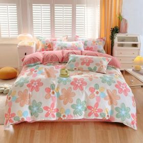 3 Piece Spring Pink Floral Duvet Cover Set for Women Adults Home Bedroom Pink Flowers Bedding Set With 2 Pillowcases (size: Full)