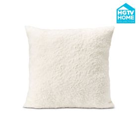 HGTV Curlicue Faux Fur Pillow Snowbound (size: 22 X 22 Inches)