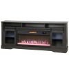 Fireplace TV Stand for TVs Up to 80 Inch, TV Console with Electric Fireplace, Open Storage and Side Cabinets