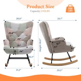 Teddy Upholstered Nursery Glider Rocking Chair - High Backrest Comfy Armchair | Versatile Accent Chair for Living Room, Bedroom, Offices (Color: BROUCE)