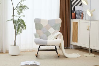 Teddy Upholstered Nursery Glider Rocking Chair - High Backrest Comfy Armchair | Versatile Accent Chair for Living Room, Bedroom, Offices (Color: Yellow)