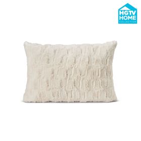 HGTV Art Deco Brushed Faux Fur Pillow Snowbound (size: 14 X 20 Inches)