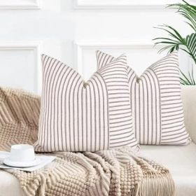 Pinstripe Pillow cover (Color: Black, size: 24x24 inch)