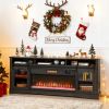 Fireplace TV Stand for TVs Up to 80 Inch, TV Console with Electric Fireplace, Open Storage and Side Cabinets