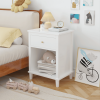 26.77''H Wooden Nightstand with One Drawer One Shelf for Kids, Adults