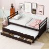 Twin Size Bed with Headboard,Footboard,Trundle and Three Storage Drawers,Twin Size Pine Wood Bed with Headboard,Footboard,Grey