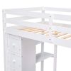 Twin size Loft Bed with Storage Drawers ,Desk and Stairs, Wooden Loft Bed with Shelves